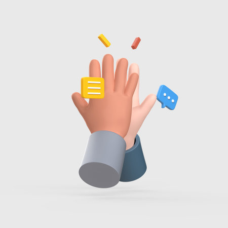 greeting with the palm of one's handの写真素材