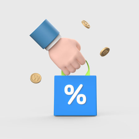 a hand holding a discounted shopping bag