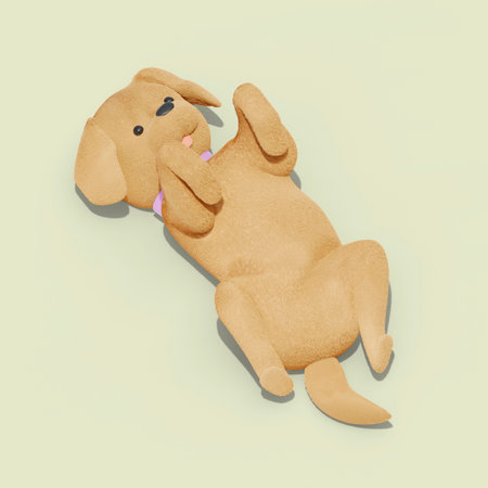 Golden Retriever showing his bellyの写真素材