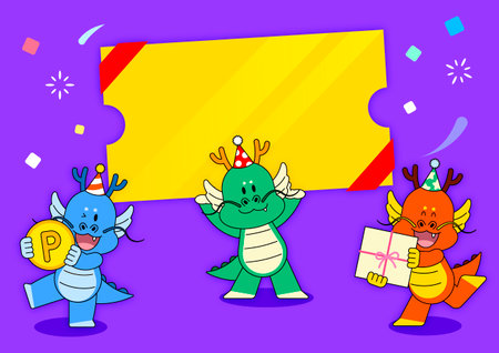 Three characters who are having fun while partyingのイラスト素材