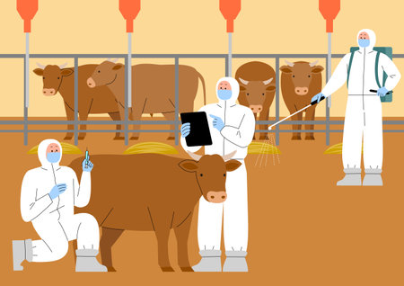 situation in which cow are being quarantinedのイラスト素材