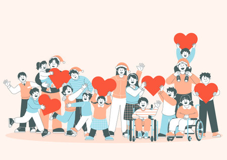 underprivileged children and volunteersのイラスト素材