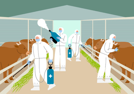 situation in which cow are being quarantinedのイラスト素材