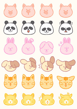 Animal facial expressions and emotional sourcesのイラスト素材