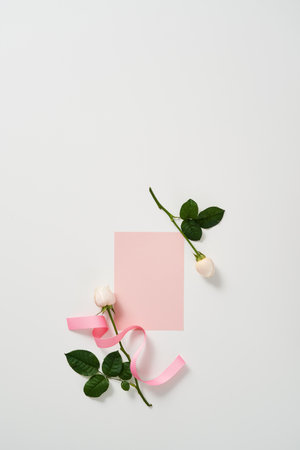 two elegant white rosesの写真素材