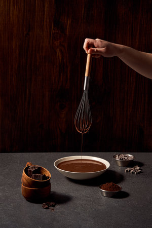chocolate dripping from the whiskの写真素材