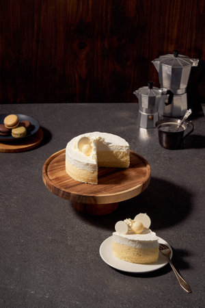 a slice of white cake
