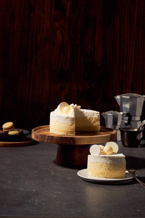 a slice of white cakeの写真素材