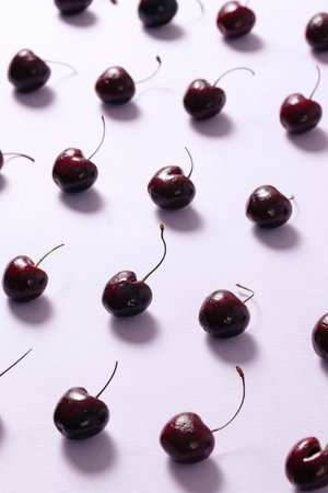 cherries with regularly arranged tapsの写真素材