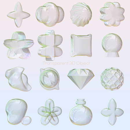 Transparent 3d graphic object set
