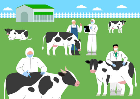 situation in which cow are being quarantinedのイラスト素材