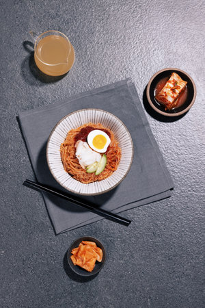 Bibim naengmyeon that's cool in summerの写真素材