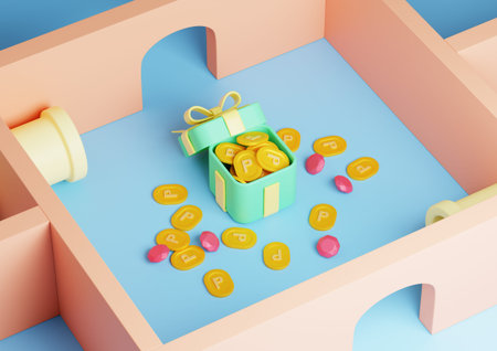 In the gift box, point coins and jewelry game stage