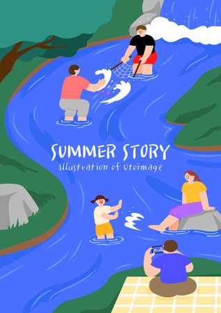 vacationers in the valleyのイラスト素材