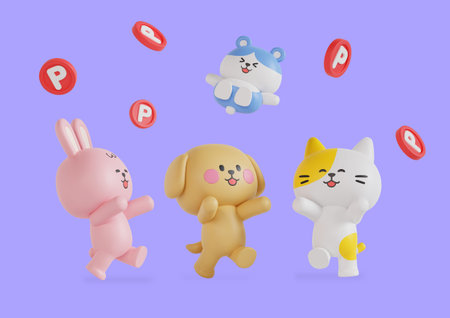 Animal characters with points for shopping