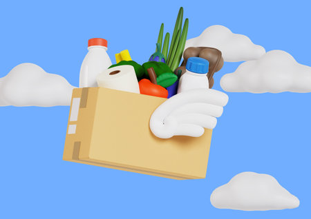 a winged box containing foodの写真素材
