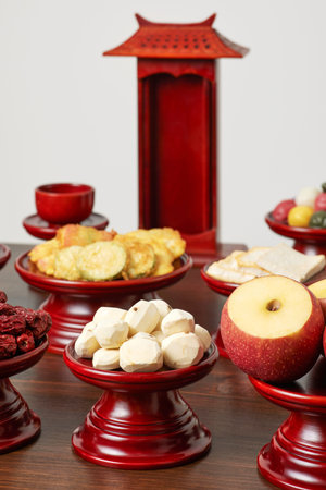 Korean Traditional Chuseok Ritual Tableの写真素材