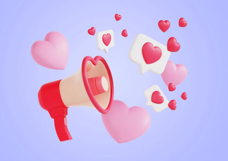 A loudspeaker with a heartの写真素材