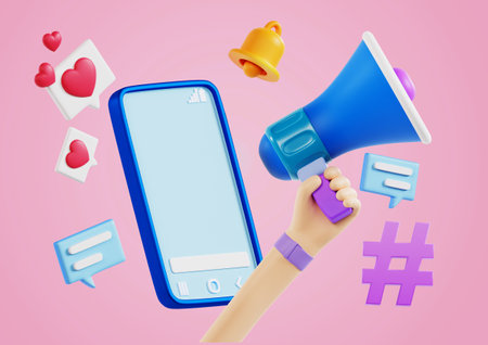 a loudspeaker that sends a message to your smartphoneの写真素材