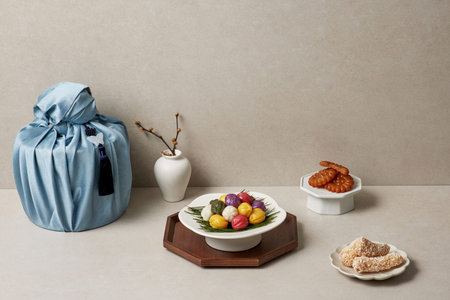 Gift wrap and various traditional desserts