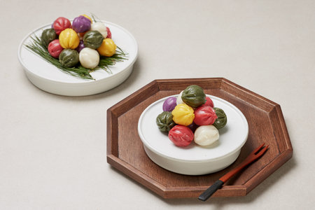 Fivecolored songpyeon plating