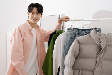 Creator who broadcasts on YouTube from homeの写真素材