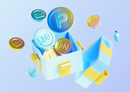 Metal material points included in the gift boxの写真素材
