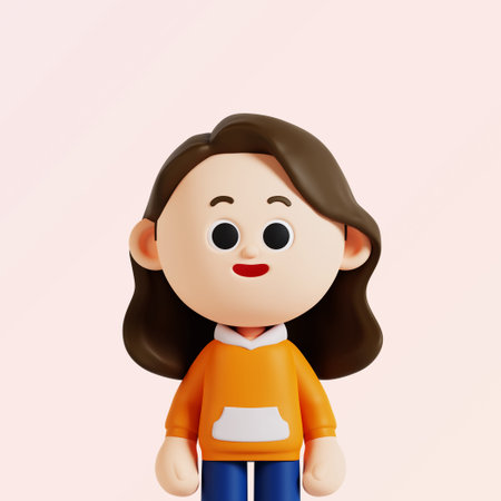 Woman wearing casual clothes 3D avatar profile characterの写真素材