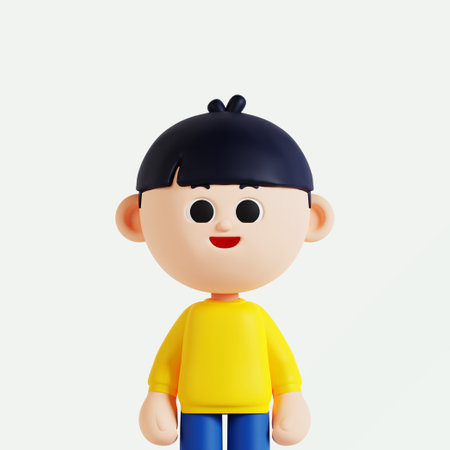 Ordinary man and child 3D avatar profile characterの写真素材