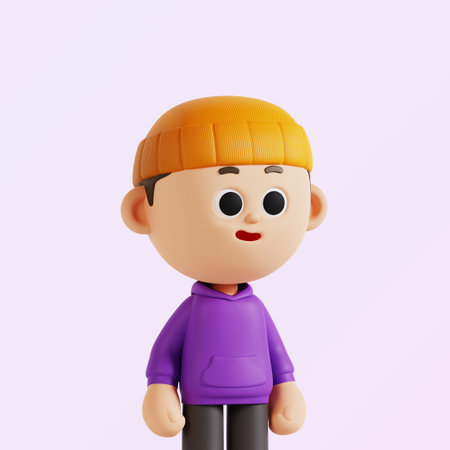 Man Wearing HatYouth 3D Avatar Profile Characterの写真素材