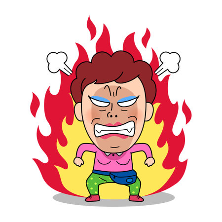 An emoticon expressing the state of a middle-aged womanのイラスト素材