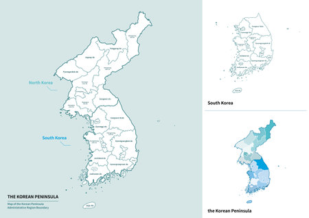 Korea Korean peninsula national English map illustrationのイラスト素材
