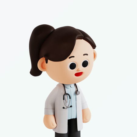 Doctor woman in gown 3D avatar profile characterの写真素材