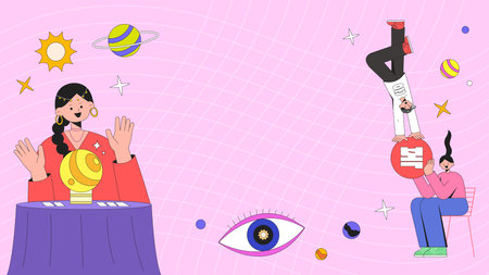 Tarot card video thumbnail illustration for fortune tellingのイラスト素材