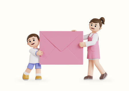 Children holding large envelopes