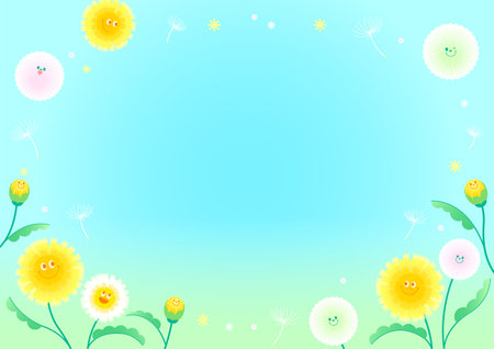 Spring sale event illustration showing cute flower charactersのイラスト素材