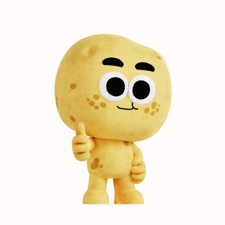 A cute anthropomorphic local specialty potato characterの写真素材