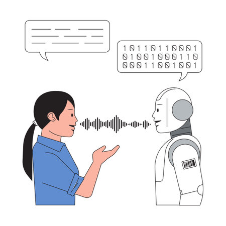 A human and a robot having a conversationのイラスト素材
