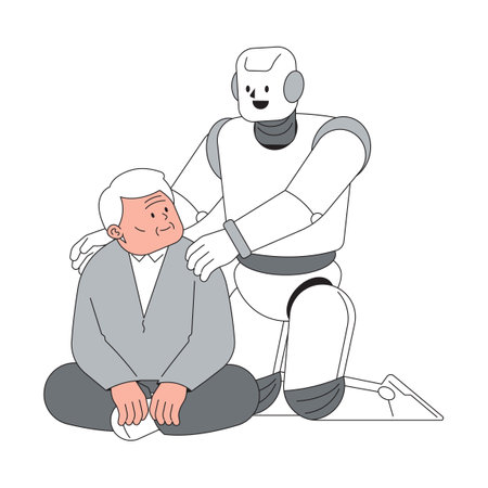 Humanoid helping the elderlyのイラスト素材