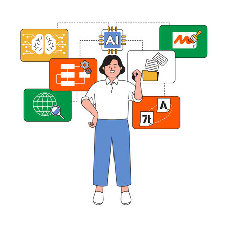 Understanding the impact of artificial intelligence in various fields and their applicationsのイラスト素材
