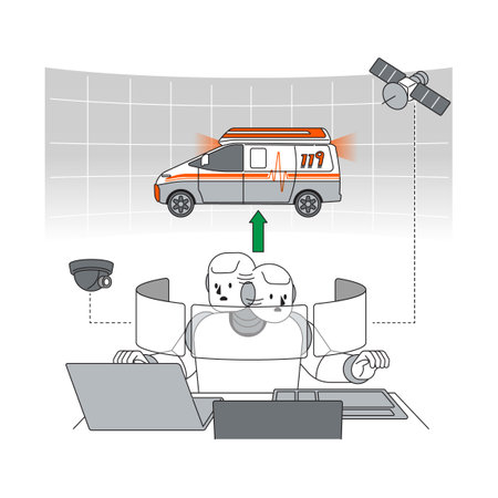 Humanoid that supports emergency dispatch of 119 vehiclesのイラスト素材