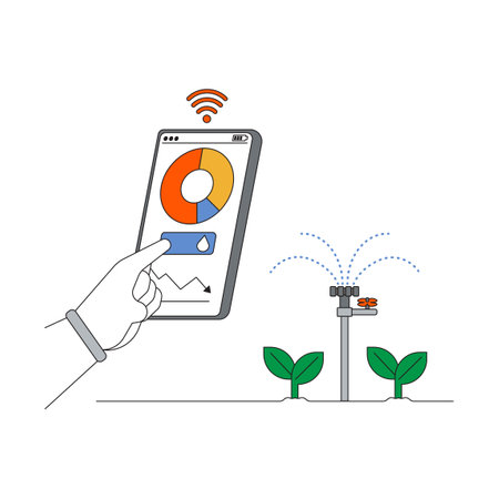Mobile app for plant monitoring and water managementのイラスト素材