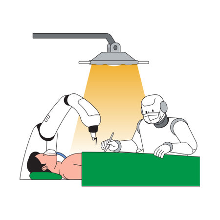 Surgery being performed on a patient in a state-of-the-art medical facilityのイラスト素材