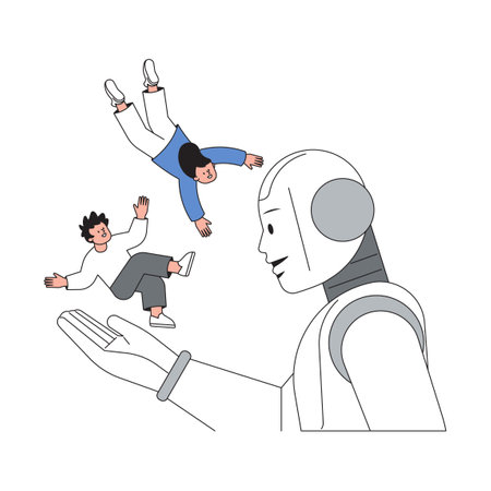 Floating people and artificial intelligenceのイラスト素材