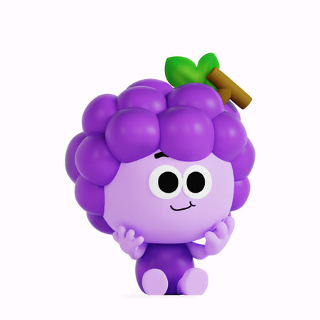 Cute anthropomorphic local specialty grape characterの写真素材