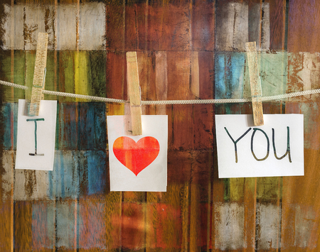 I Love You With A Red Heart On Stringの写真素材