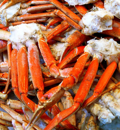 Pile of Fresh Crab for sale at Seafood Marketの写真素材
