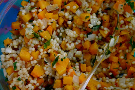 Healthy Couscous with Yellow Summer Squashの写真素材