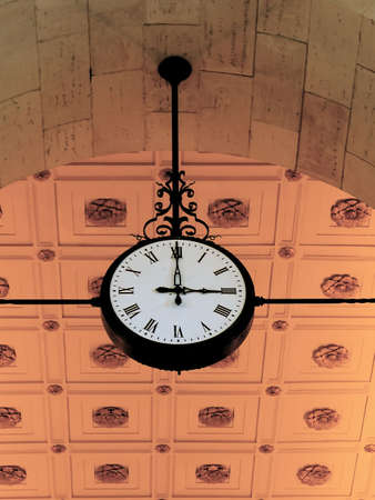 Antique clock in train stationの写真素材