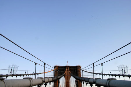 Abstract pattern of New York City Brooklyn Bridge Structureの写真素材